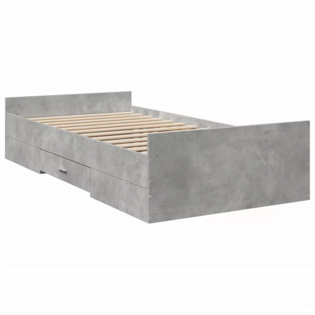 vidaXL Bett Bettgestell mit Schubladen Betongrau 75x190 cm Holzwerkstoff günstig online kaufen