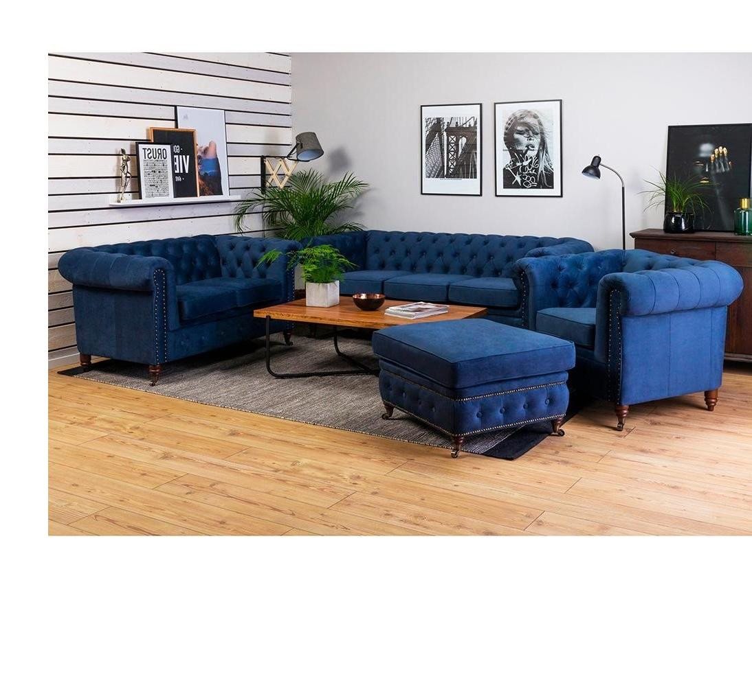 Xlmoebel Sofa Klassisches blaues Sofa-Set mit einem 3-Sitzer und einem 1-Si günstig online kaufen