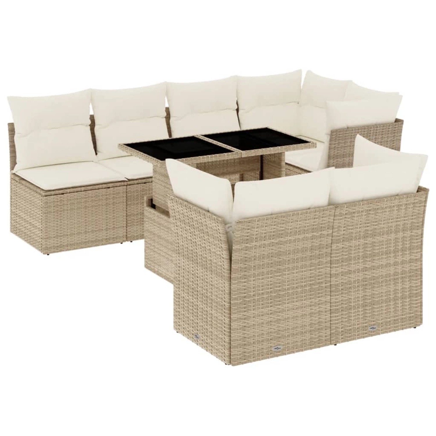 vidaXL 8-Tlg Garten-Sofagarnitur mit Kissen Beige Poly Rattan 3266408 günstig online kaufen