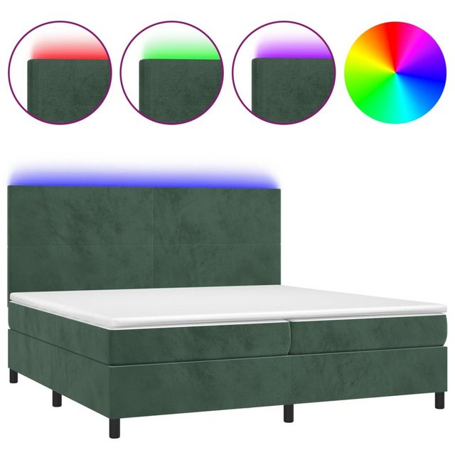 vidaXL Boxspringbett Boxspringbett mit Matratze & LED Samt (200 x 200 cm, G günstig online kaufen