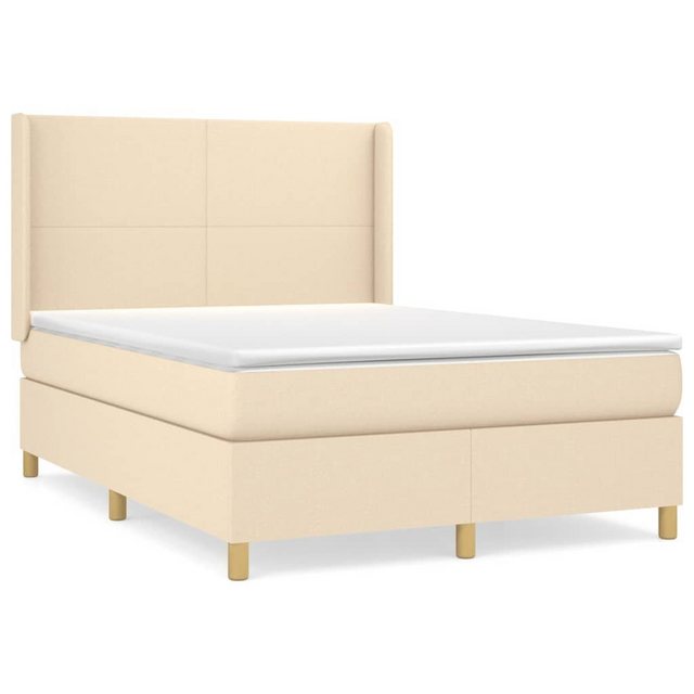 vidaXL Bettgestell Boxspringbett mit Matratze Creme 140x190 cm Stoff Bett B günstig online kaufen