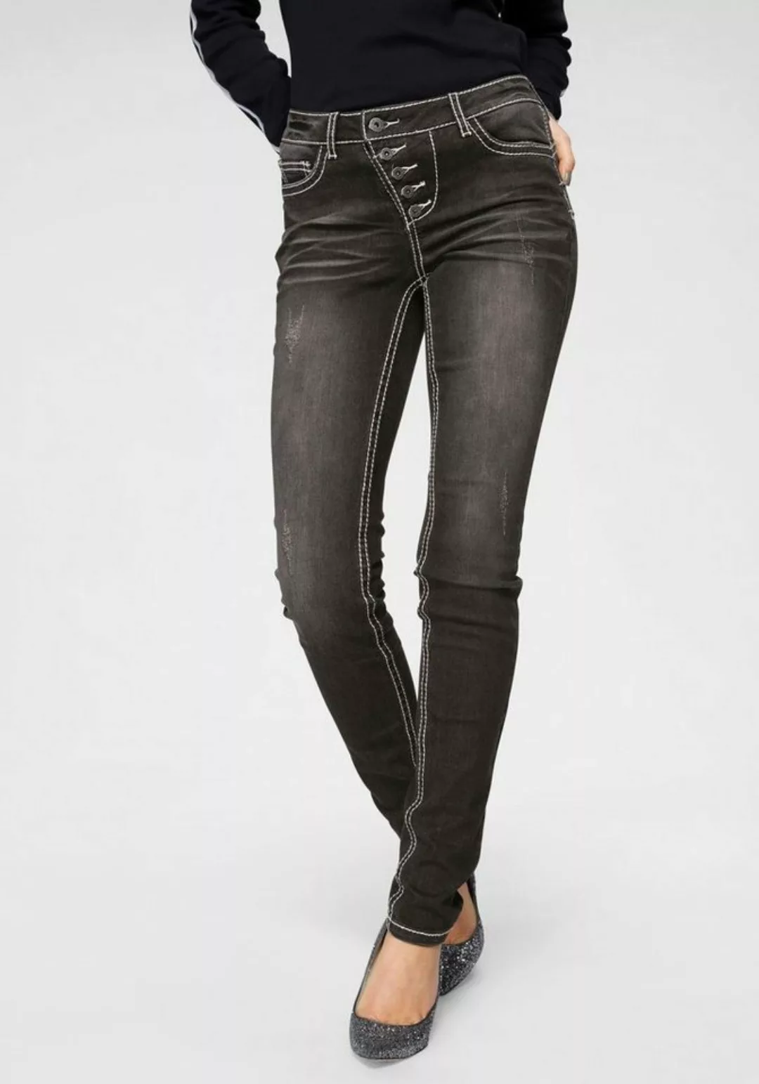 Arizona Slim-fit-Jeans Heavy Washed - Shaping Mid Waist günstig online kaufen