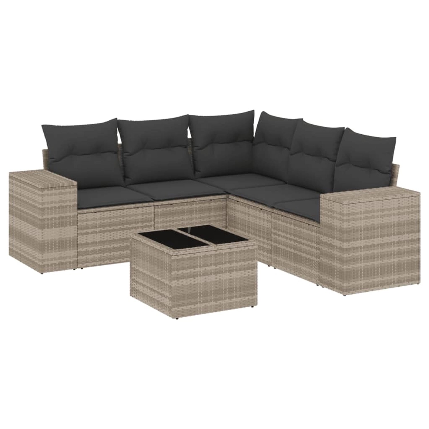 vidaXL 6-Tlg Garten-Sofagarnitur mit Kissen Hellgrau Poly Rattan 3254899 günstig online kaufen