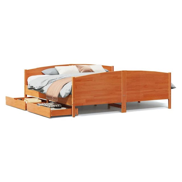 vidaXL Bett, Massivholzbett ohne Matratze Wachsbraun 160x200 Kiefernholz günstig online kaufen