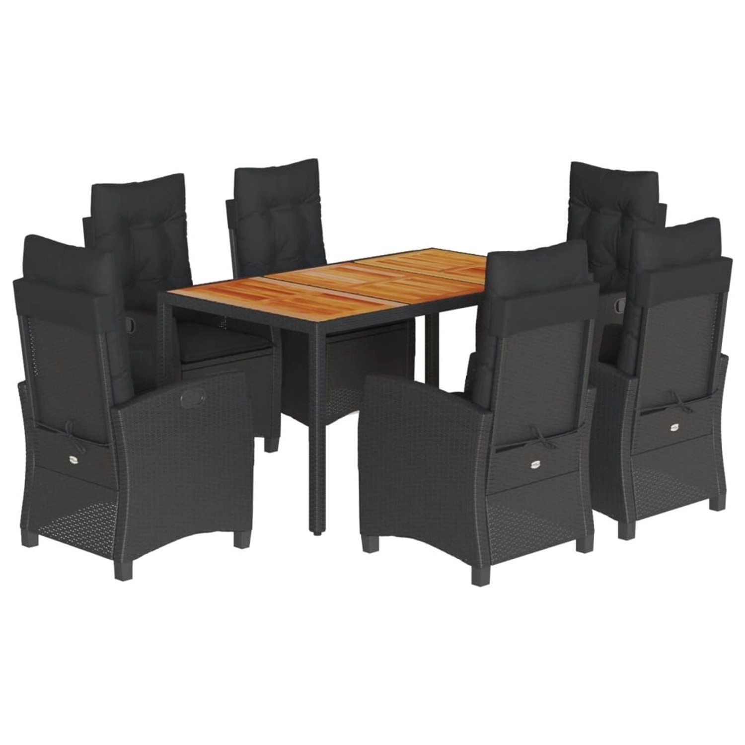 vidaXL 7-Tlg Garten-Essgruppe mit Kissen Schwarz Poly Rattan 3212667 günstig online kaufen