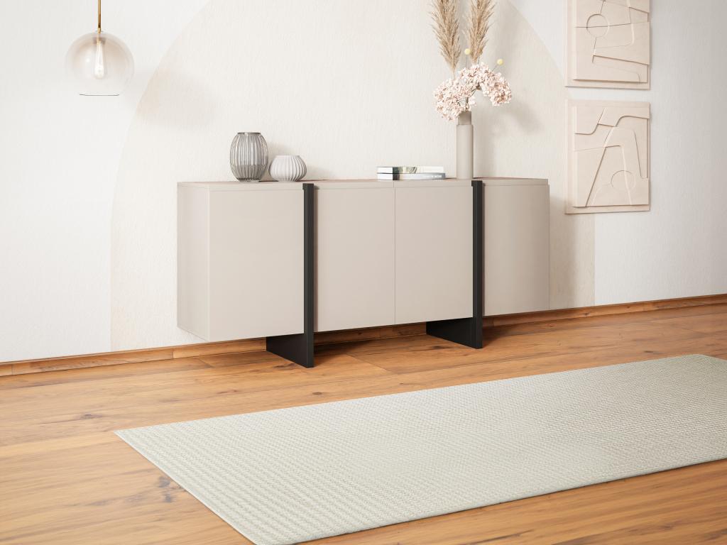 Sideboard mit 4 Türen - MDF - Beige & Schwarz - LUVONIA günstig online kaufen