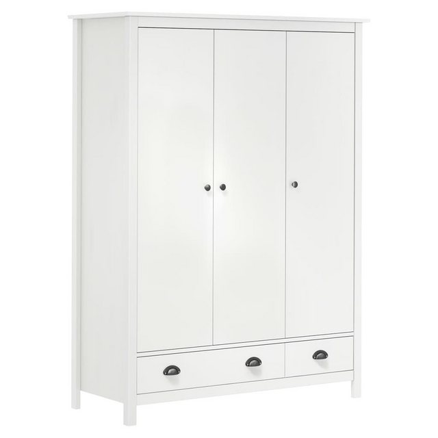 furnicato Kleiderschrank mit 3 Türen Hill Weiß 127x50x170 cm Kiefernholz günstig online kaufen