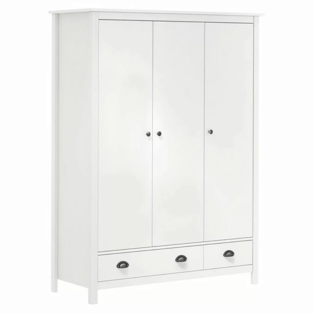 furnicato Kleiderschrank mit 3 Türen Hill Weiß 127x50x170 cm Kiefernholz (1 günstig online kaufen