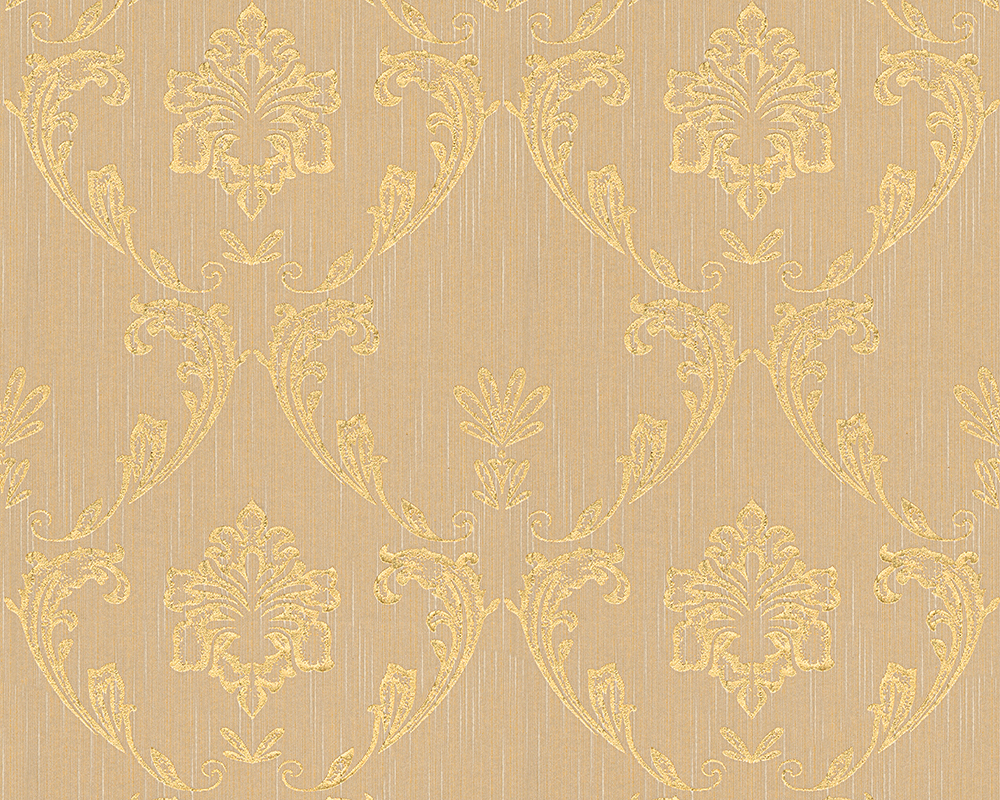 Bricoflor Vlies Textiltapete Braun Gold Edle Tapete mit Textil Ornament mit günstig online kaufen