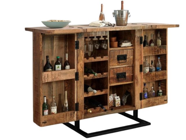 WOLF MÖBEL Barschrank IRON Bar mit Eisen aufklappbar 2 Türen (80x48x99) günstig online kaufen