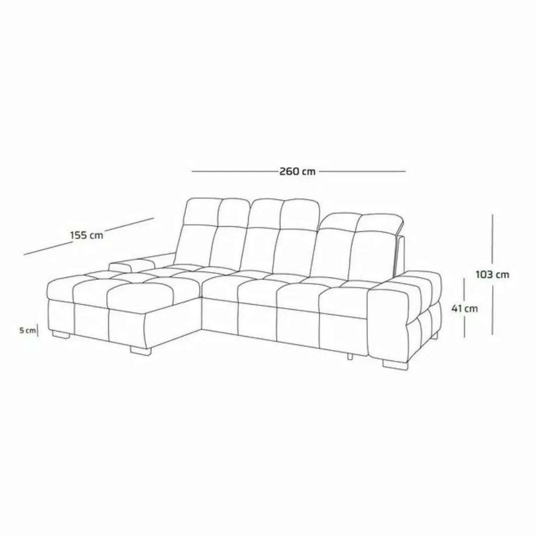 Fun Möbel Ecksofa Schlafsofa Sofa TEMPE MINI in Stoff Element, Ottomane Lin günstig online kaufen