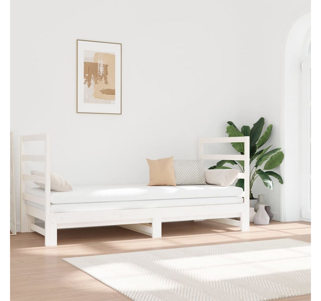 vidaXL Gästebett Gästebett Tagesbett Ausziehbar Weiß 2x90x190 cm Massivholz günstig online kaufen