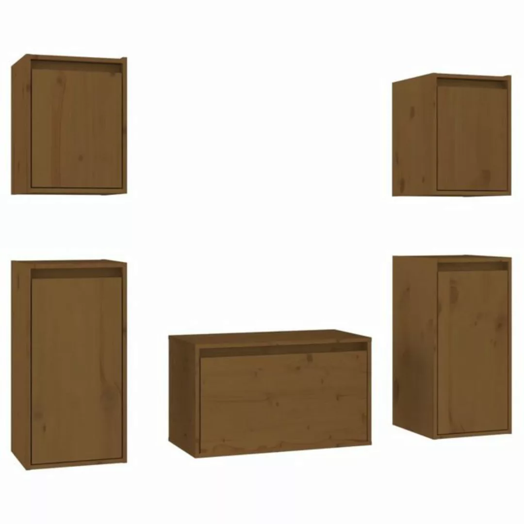 furnicato TV-Schrank TV-Schränke 5 Stk. Honigbraun Massivholz Kiefer (5-St) günstig online kaufen