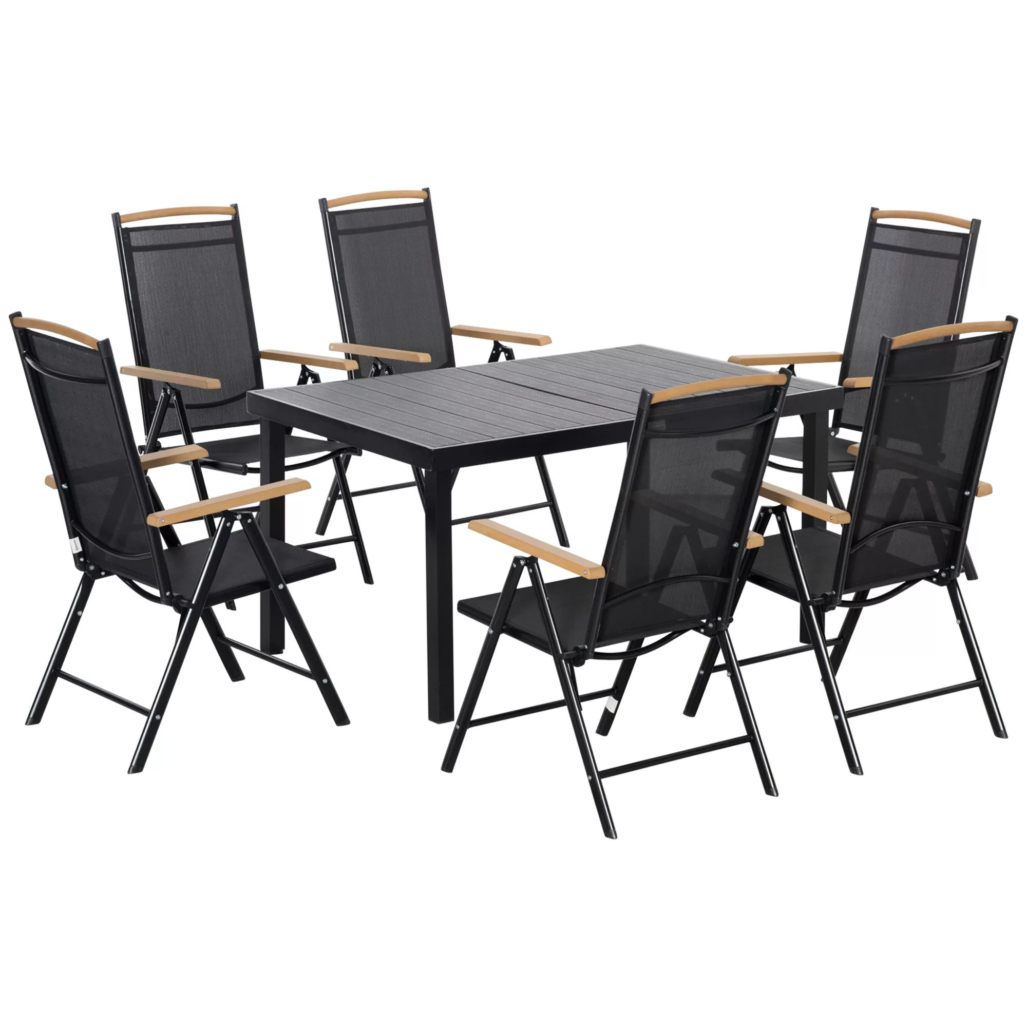 Outsunny Sitzgruppe klappbar für 6 Personen  Gartenmöbel Set mit 1 Tisch+6 günstig online kaufen