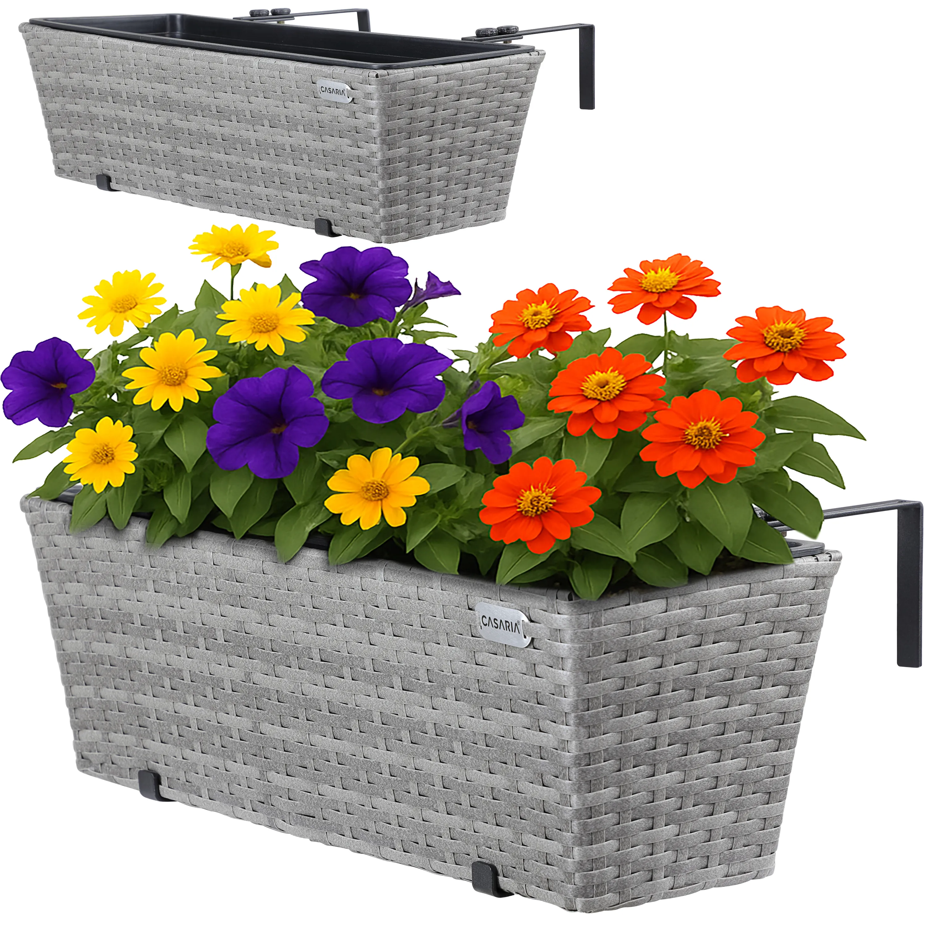 Polyrattan Blumenkasten 2er-Set Grau günstig online kaufen