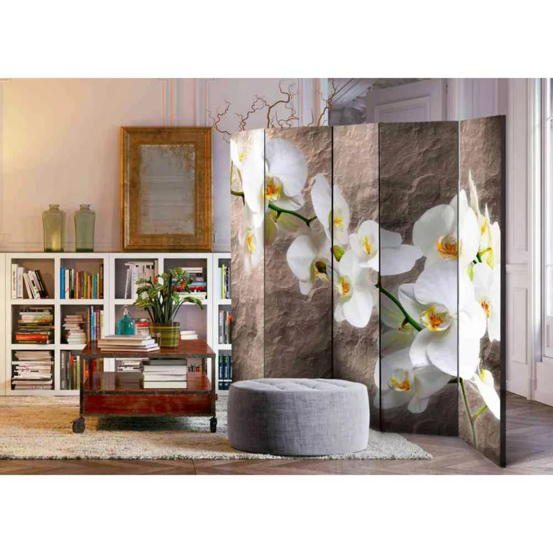 Raumteiler Paravent mit Orchideen Blüten Motiv 5-teilig günstig online kaufen