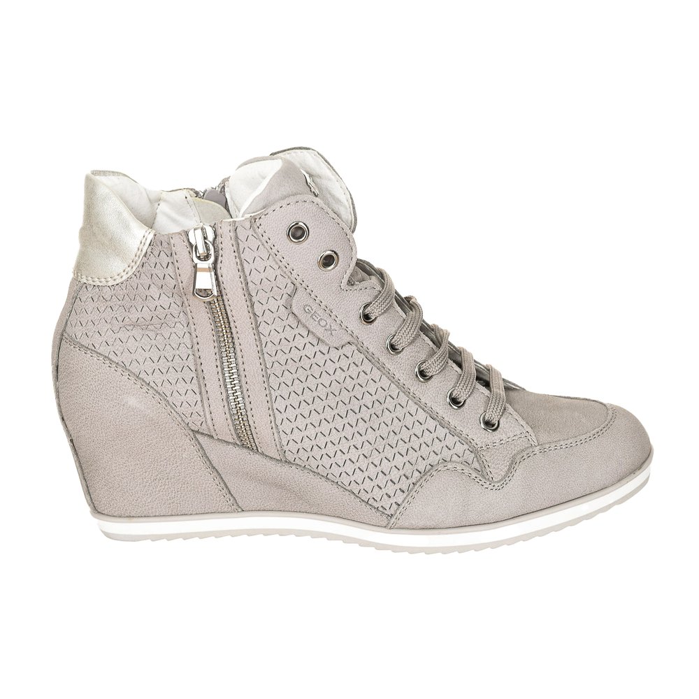 Geox Damen Sneaker Mit Keilabsatz Aus Leder EU 41 Light Grey günstig online kaufen