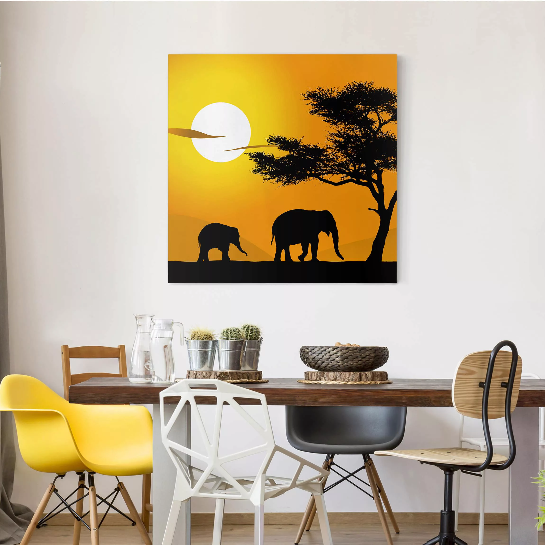 Leinwandbild Afrika - Quadrat African Elefant Walk günstig online kaufen