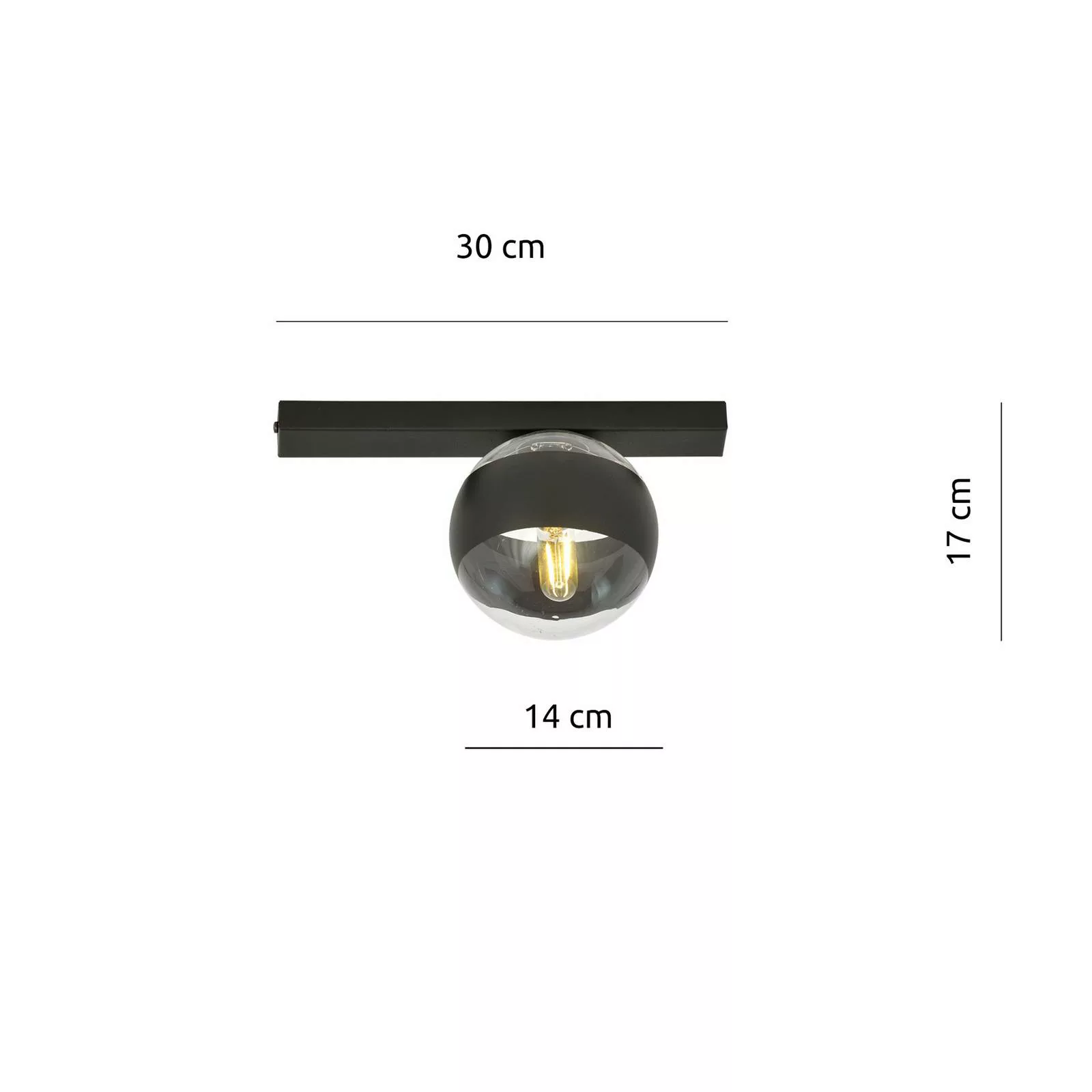 Deckenleuchte Linear, schwarz/klar, einflammig günstig online kaufen