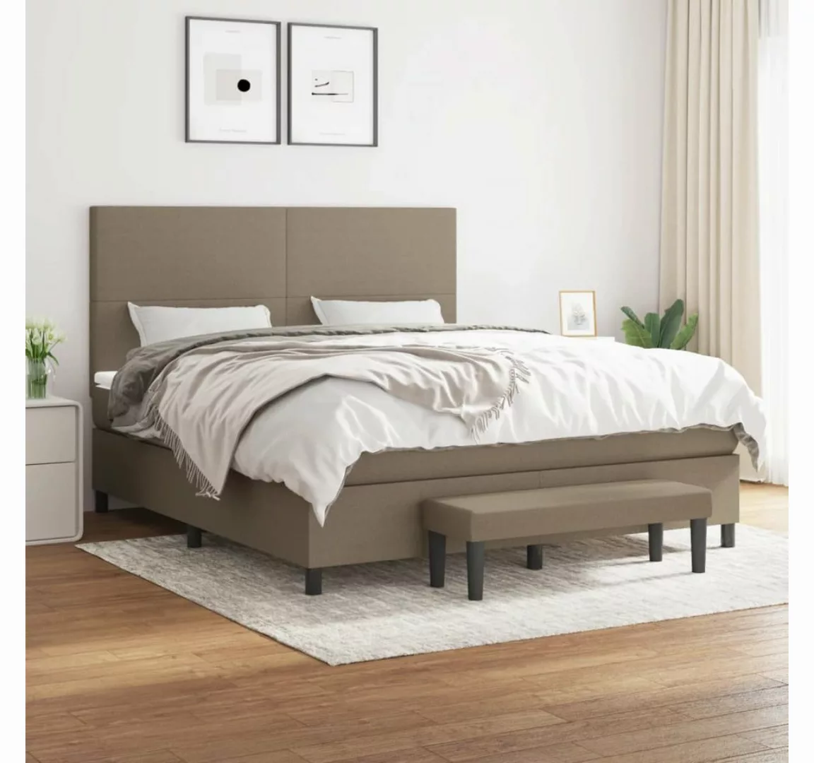 vidaXL Boxspringbett Boxspringbett mit Matratze Taupe 180x200 cm Stoff Bett günstig online kaufen