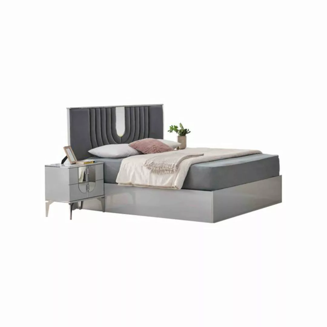 JVmoebel Bett Bettrahmen Doppelbett Schlafzimmerbett Bett Grau Betten Möbel günstig online kaufen