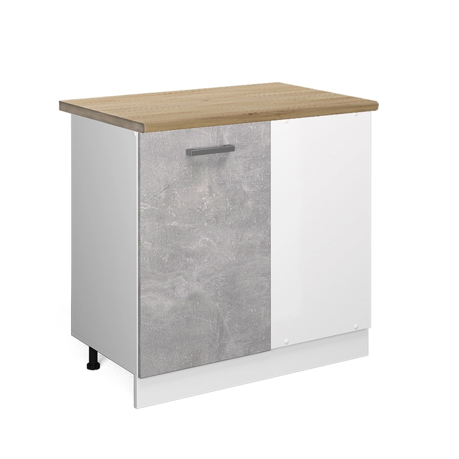 Vicco Eckunterschrank R-Line Küchen Eckschrank Beton/Weiß 86 cm AP Eiche günstig online kaufen