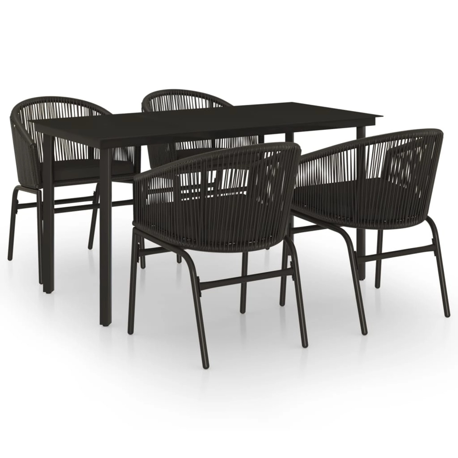 vidaXL 5-Tlg Garten-Essgruppe Schwarz 3099223 günstig online kaufen
