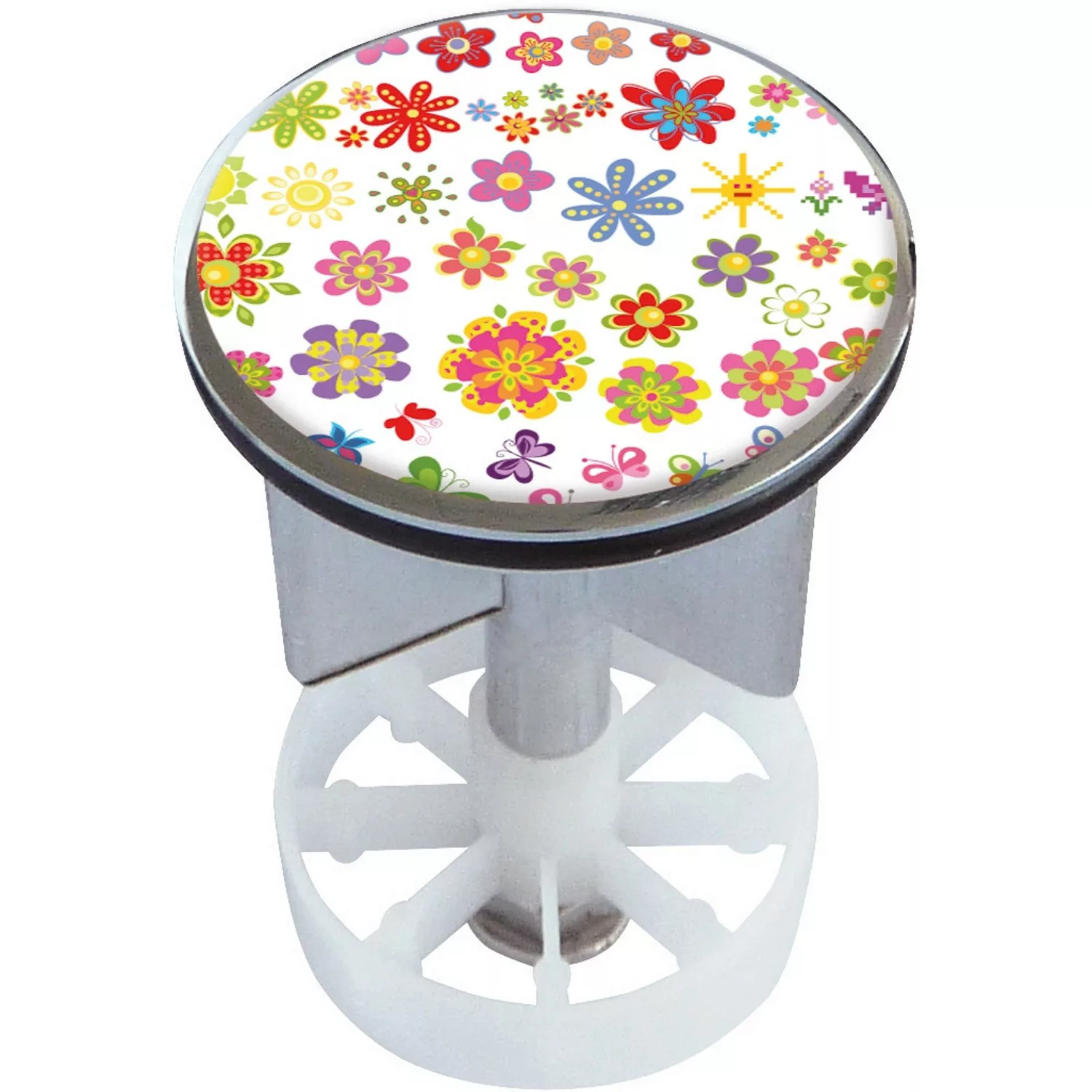 Waschbeckenstöpsel Design Sommerblüten Metall 38 mm günstig online kaufen