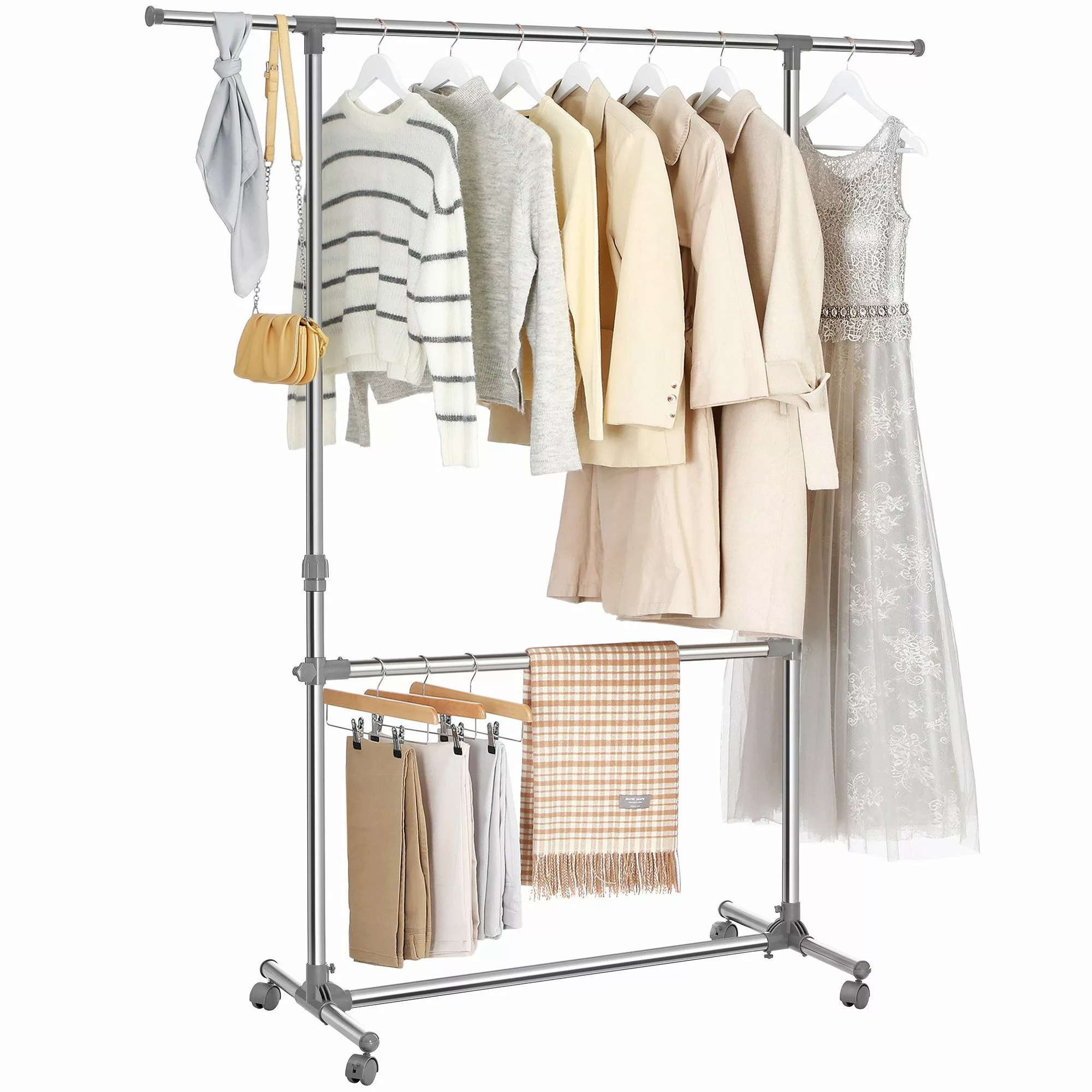 SONGMICS Kleiderständer, höhenverstellbare, ausziehbare Kleiderstange günstig online kaufen