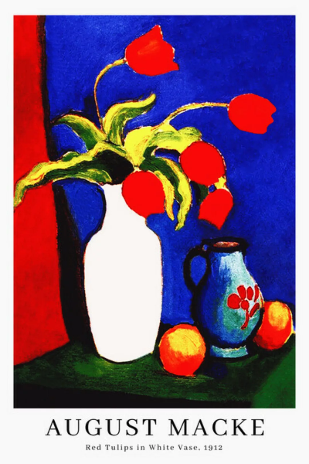 Poster / Leinwandbild - August Macke: Rote Tulpen In Weißer Vase - Ausstell günstig online kaufen