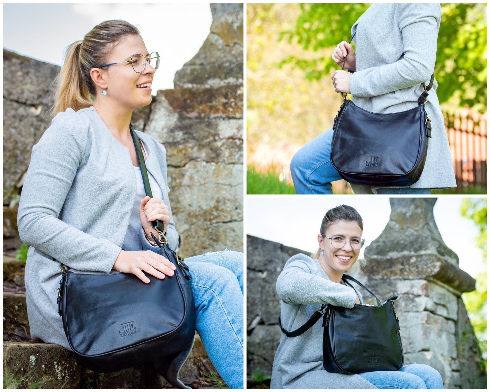 LECONI Schultertasche Henkeltasche Damentasche Ledertasche Handtasche günstig online kaufen