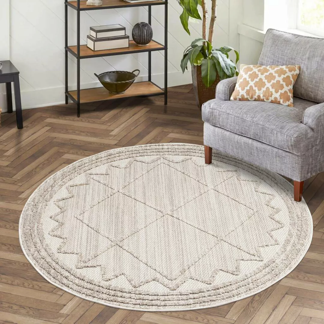 Carpet City Teppich »CLASICO 8931«, rund, Kurzflor, Hochtief-Muster/ 3D-Eff günstig online kaufen