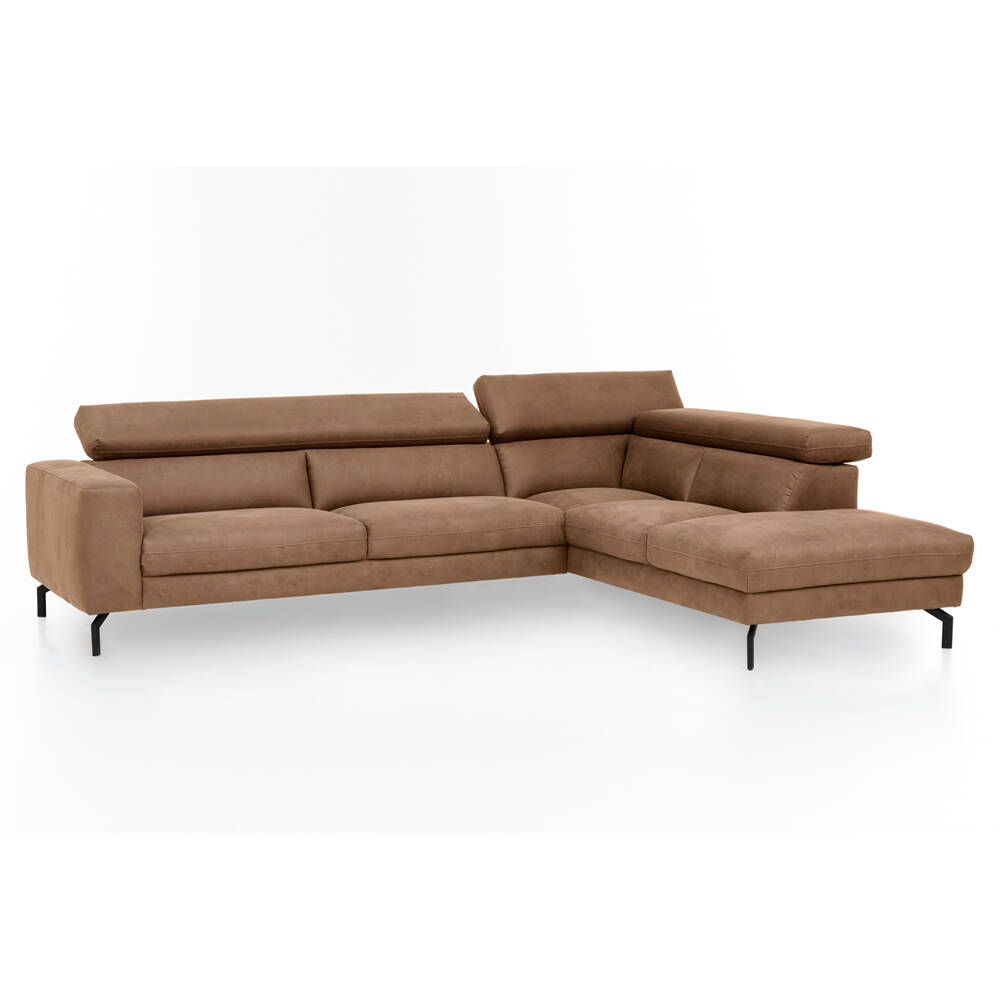 Ecksofa mit verstellbaren Kopfteilen, Vintageoptik zimt, 2,5-Sitzer mit Réc günstig online kaufen