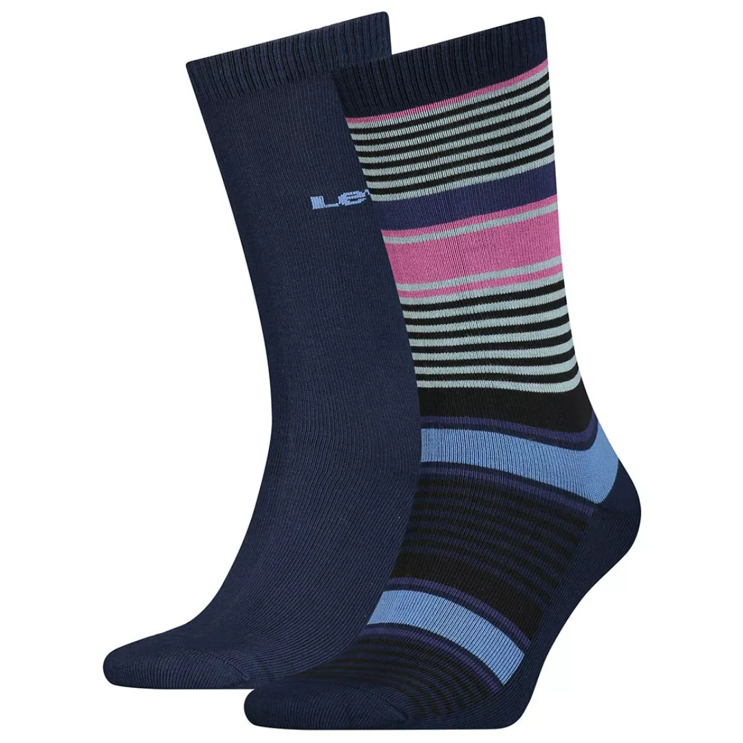 Levi´s ® Regular Cut Multi Gestreifte Socken 2 Paare EU 39-42 Blue / Pink günstig online kaufen