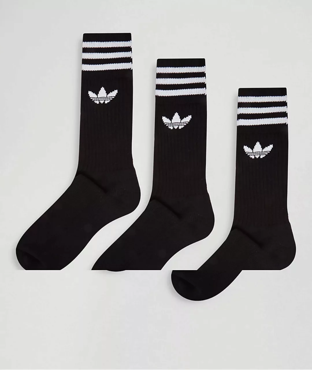 adidas Originals – adicolor – Socken mit Dreiblattlogo in Schwarz im 3er-Pa günstig online kaufen
