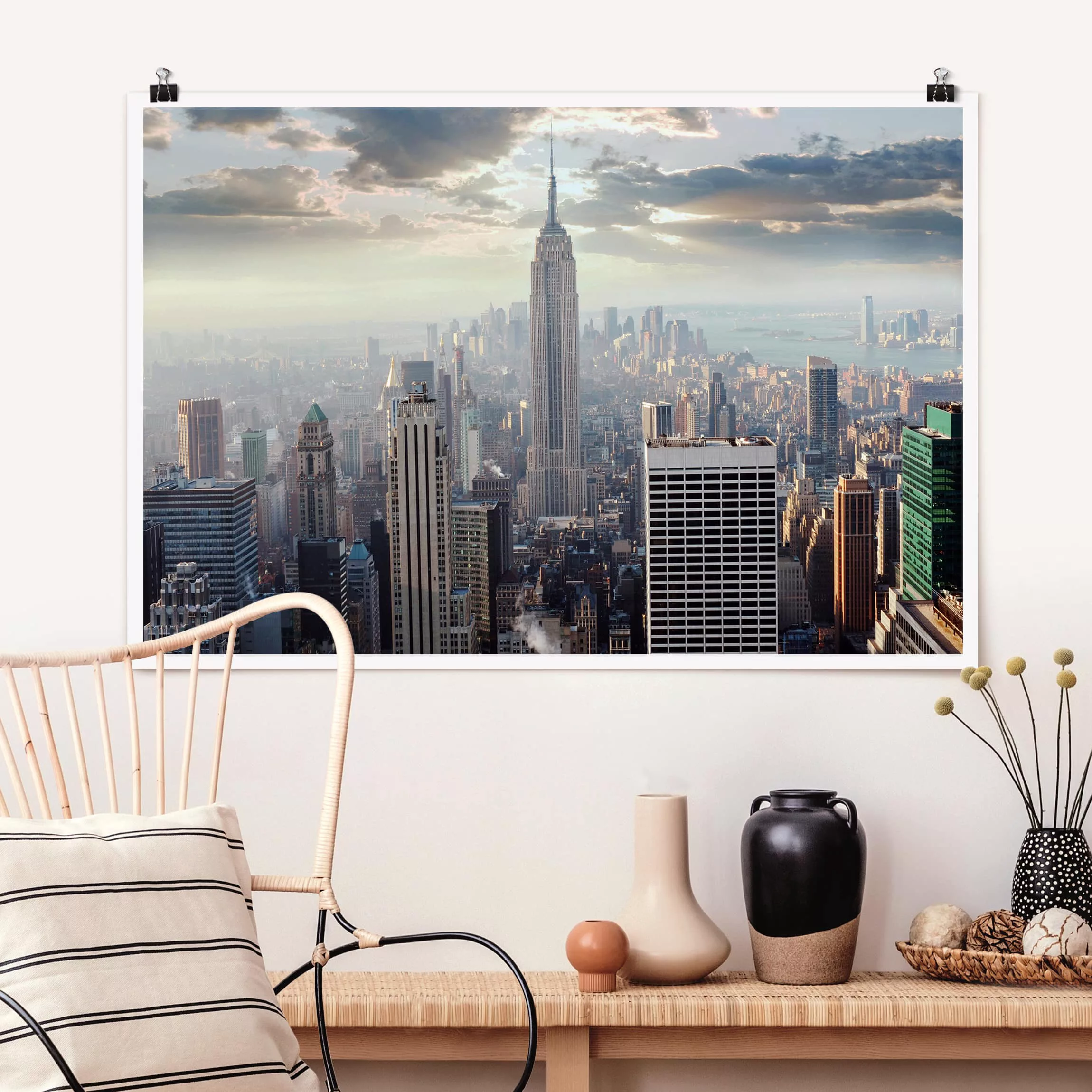Poster Architektur & Skyline - Querformat Sonnenaufgang in New York günstig online kaufen
