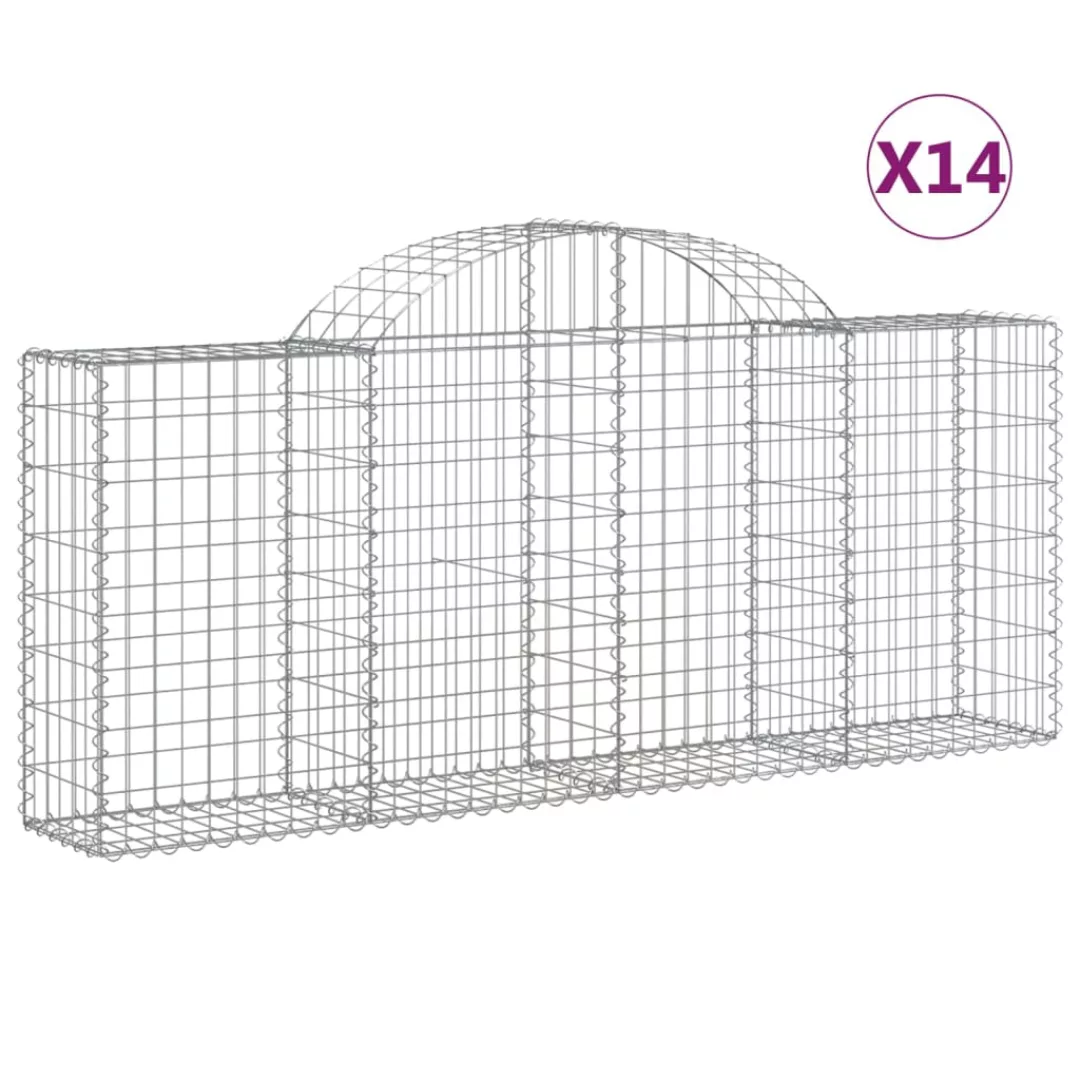 Vidaxl Gabionen Mit Hochbogen 14 Stk. 200x30x80/100cm Verzinktes Eisen günstig online kaufen