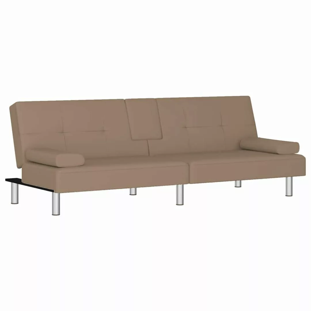 vidaXL Sofa Schlafsofa mit Getränkehaltern Cappuccino günstig online kaufen