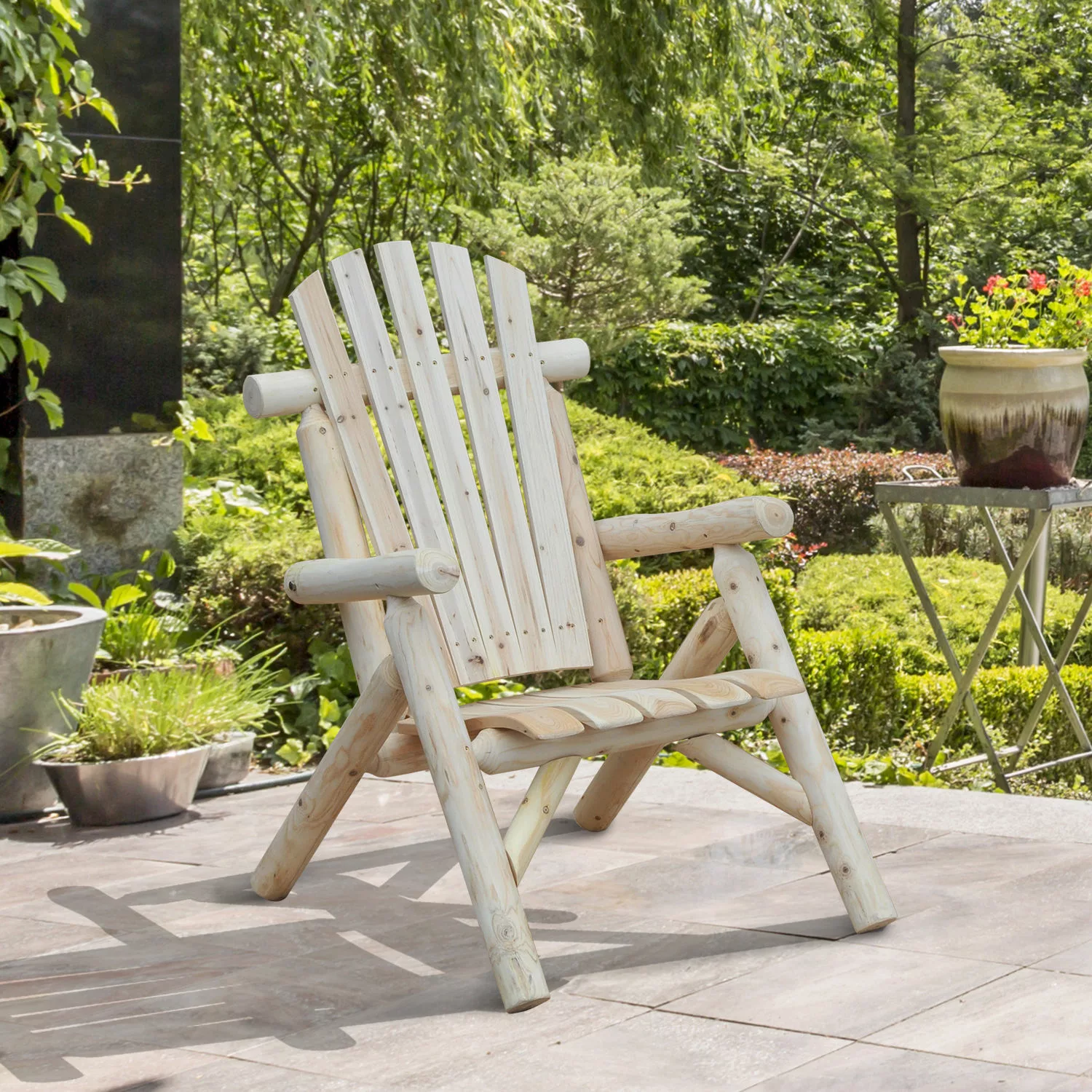 Outsunny Gartenstuhl Holzstuhl Hochlehner mit Armlehne günstig online kaufen