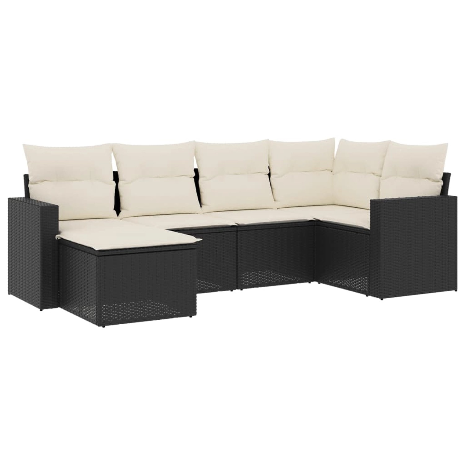 vidaXL 6-tlg Garten-Sofagarnitur mit Kissen Schwarz Poly Rattan Modell 60 günstig online kaufen