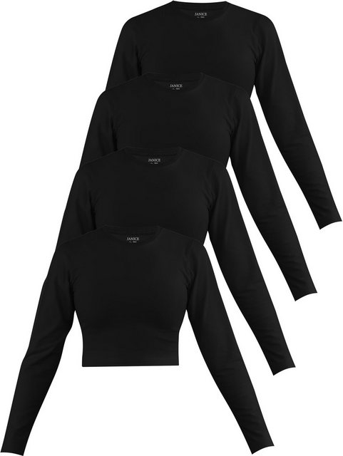 Janice Langarmshirt 4 x Damen crop Langarmshirt hochgeschlossen Noia Figurb günstig online kaufen