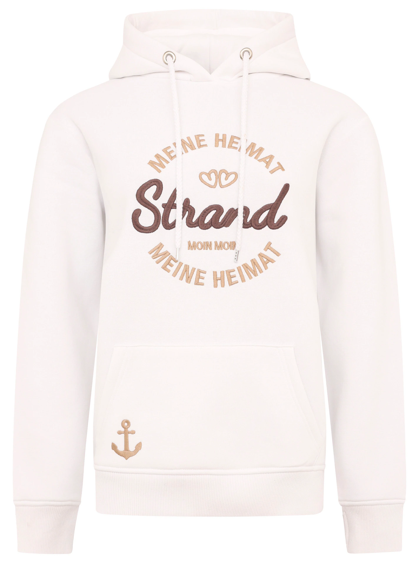 Zwillingsherz Hoodie ""Meine Heimat"", mit aufgesticktem "Strand"-Schriftzu günstig online kaufen