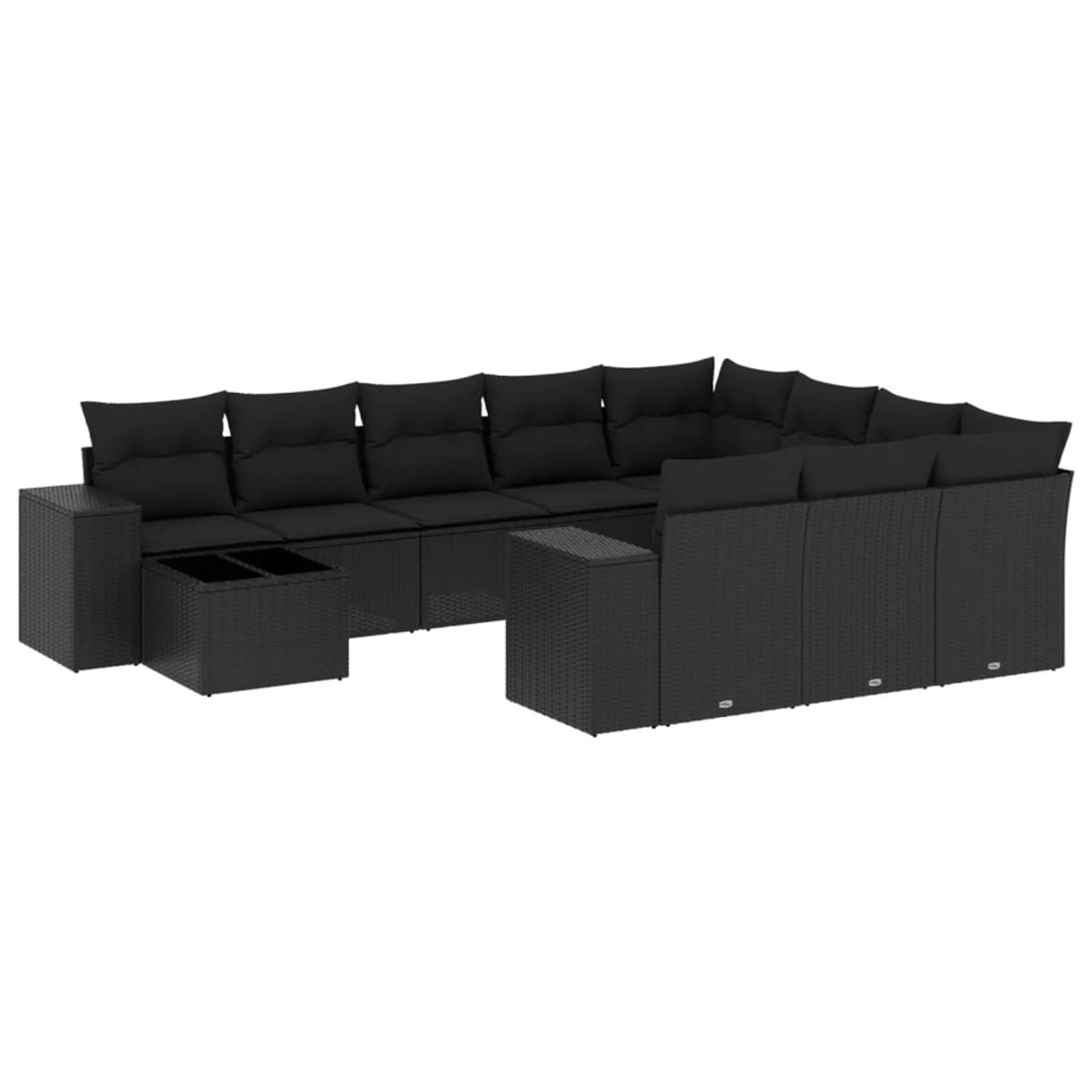 vidaXL 11-Tlg Garten-Sofagarnitur mit Kissen Schwarz Poly Rattan 3223124 günstig online kaufen
