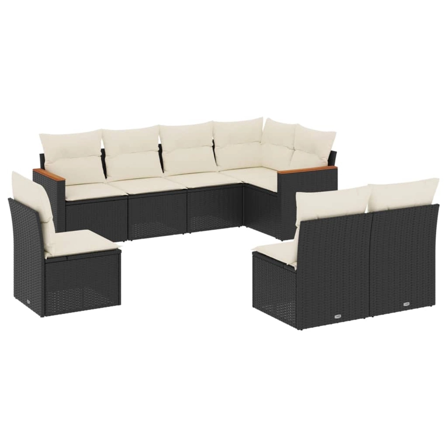 vidaXL 8-Tlg Garten-Sofagarnitur mit Kissen Schwarz Poly Rattan 3226042 günstig online kaufen