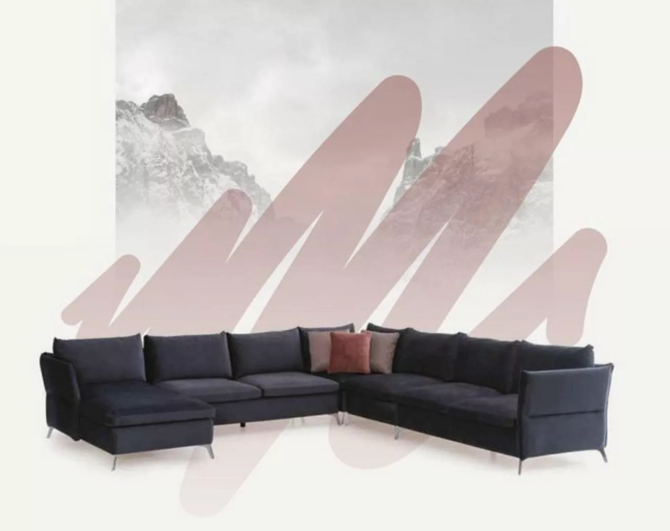 JVmoebel Ecksofa Wohnzimmer Ecksofa U-Form Sofa Sofas Modern Stoff Design, günstig online kaufen