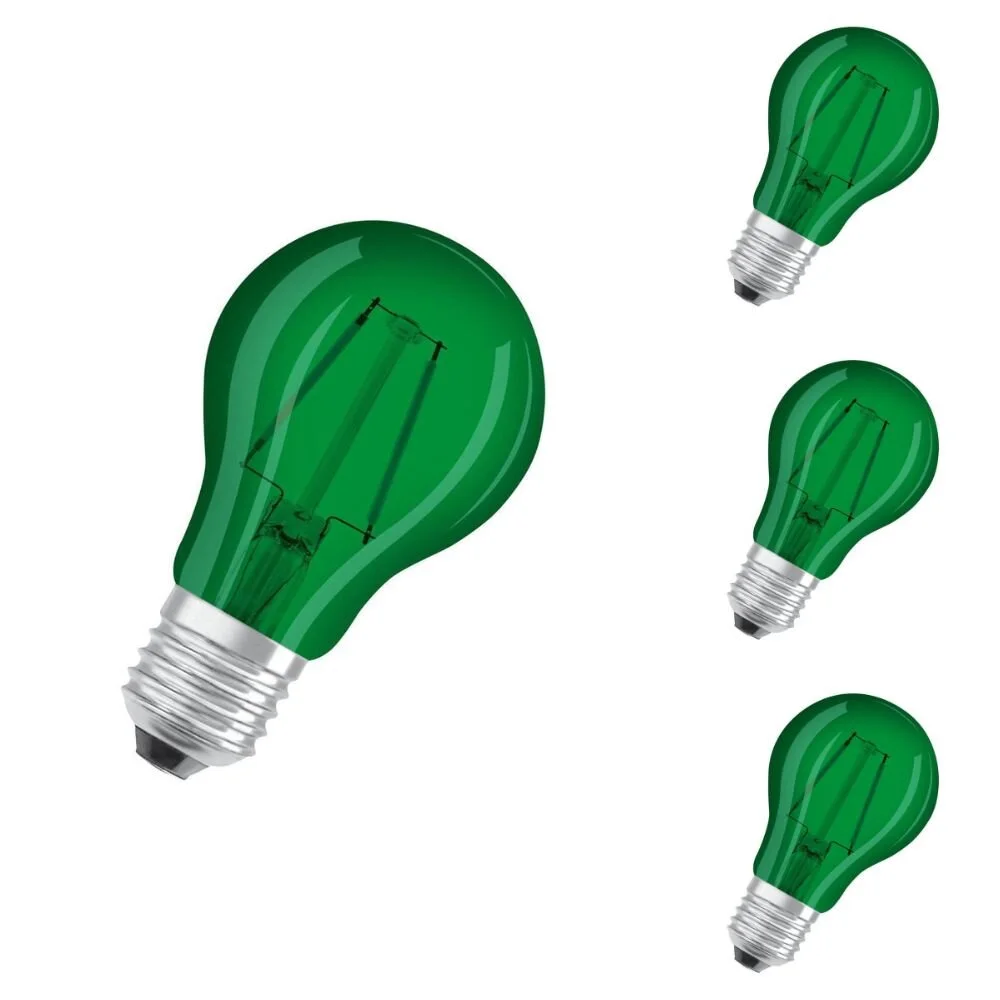 Osram LED Lampe ersetzt 7W E27 Birne - A60 in Grün 2,5W 45lm 7500K 4er Pack günstig online kaufen