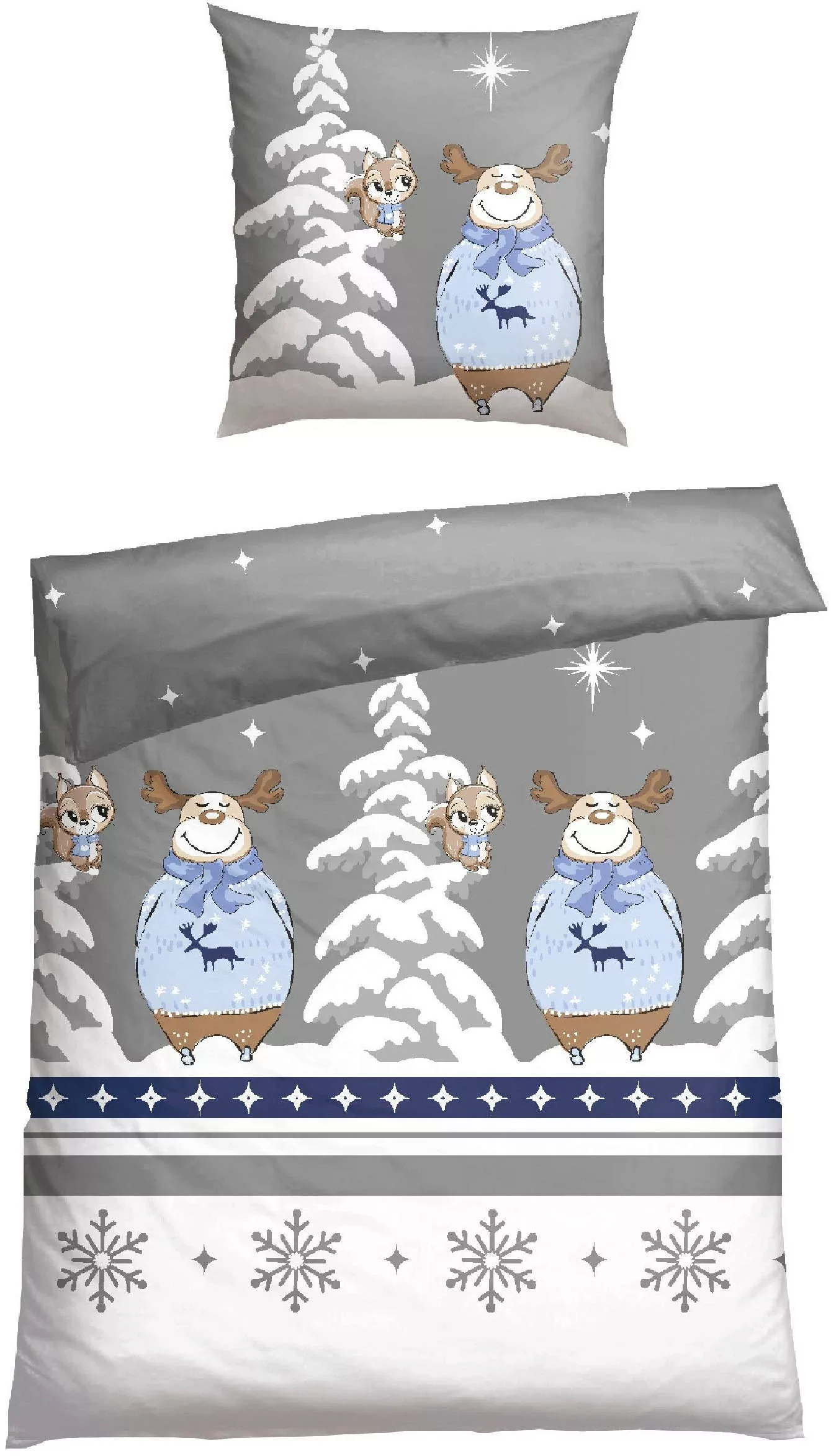 Schiesser Bettwäsche »Kitta aus weicher Baumwolle mit coolem Winter-Print«, günstig online kaufen