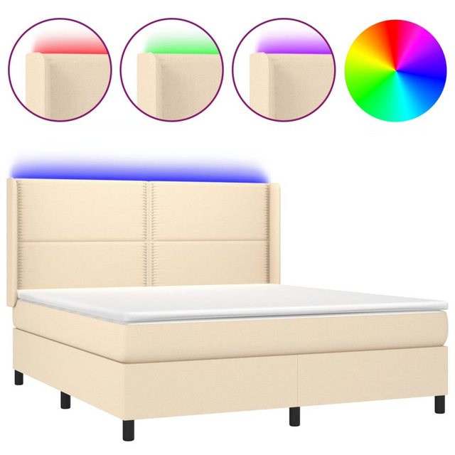 vidaXL Bettgestell Boxspringbett mit Matratze LED Creme 160x200 cm Stoff Be günstig online kaufen
