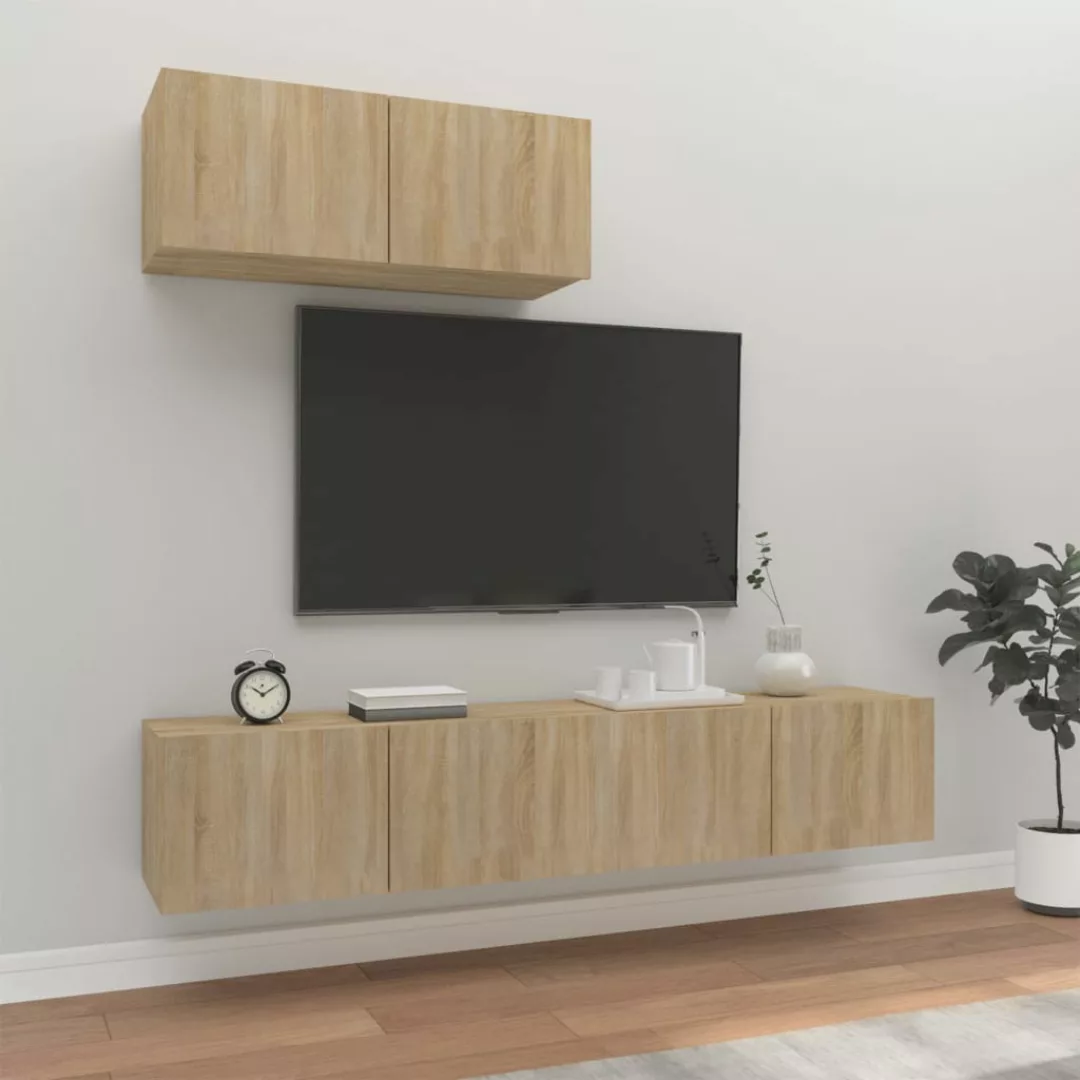 Vidaxl 3-tlg. Tv-schrank-set Sonoma-eiche Holzwerkstoff günstig online kaufen