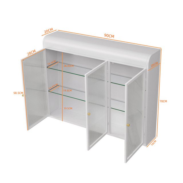 Celya Wandhängeschrank Glas-Wandregal,Hängeschrank küche, Drei Glastüren,Dr günstig online kaufen